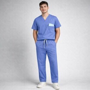 FIGS Pisco Scrub Pants Men's M Short Blue Drawstring Medical Dental Vet Comfort